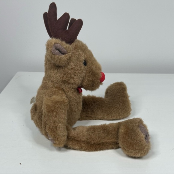 VTG Wang's International Reindeer Long Legs Plush 15" Decor Christmas Red Nose - Picture 5 of 12